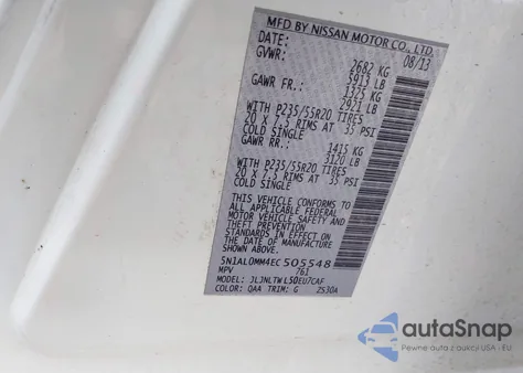 2014 Infiniti Qx60 from USA, damaged, VIN 5N1AL0MM4EC505548